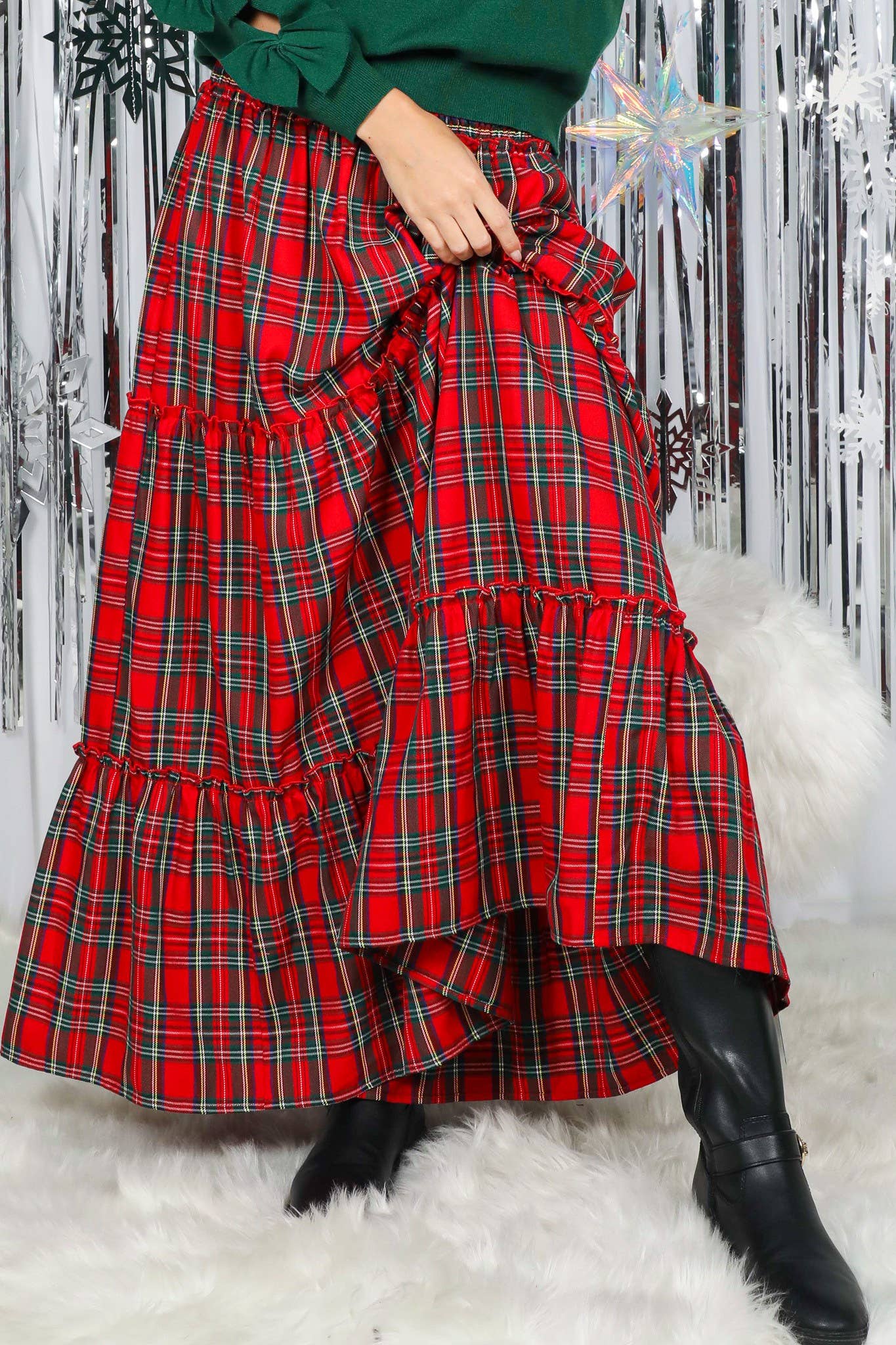 Tartan Tiered Maxi Skirt