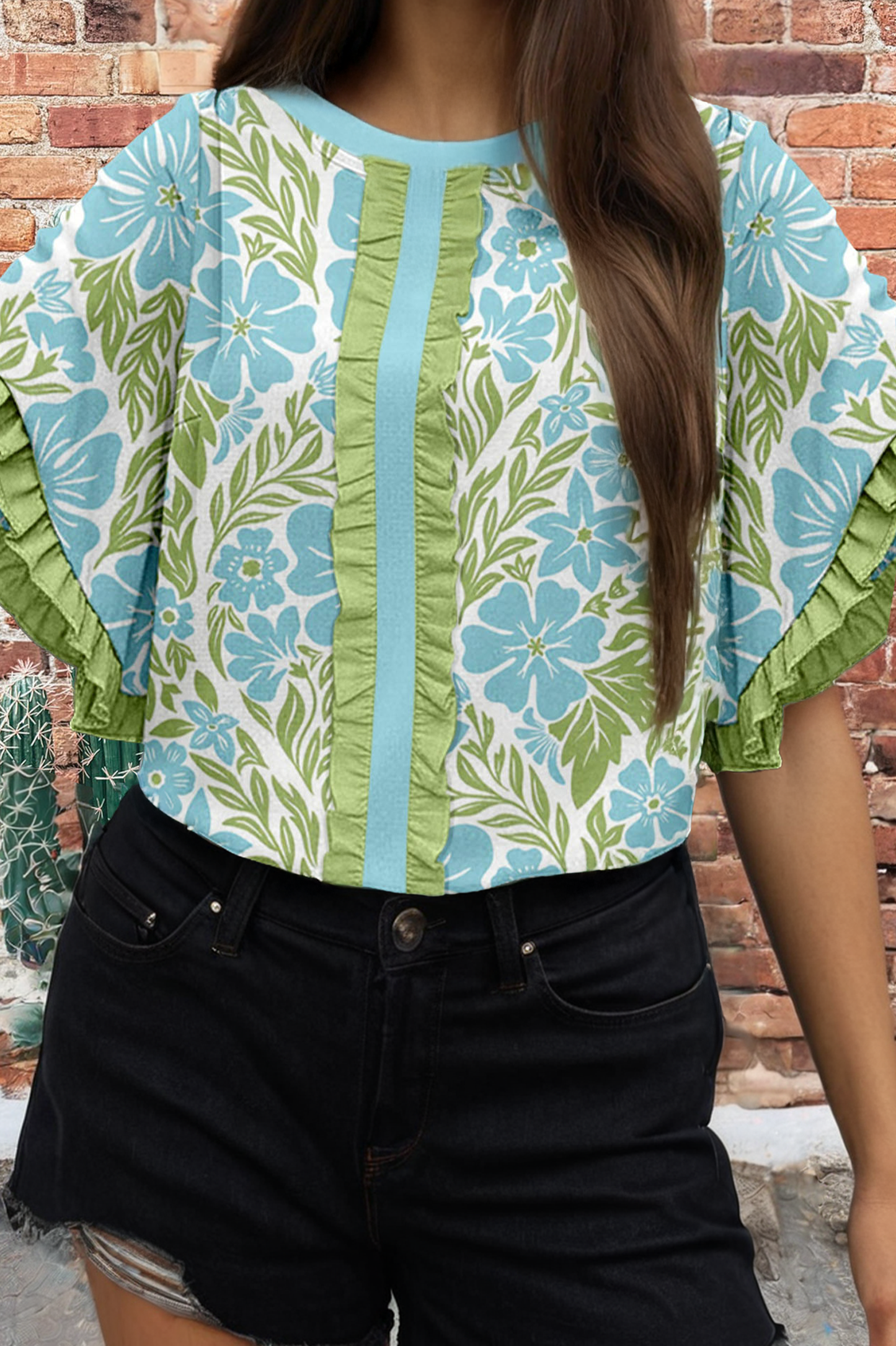 Fun and Floral Ruffle Top