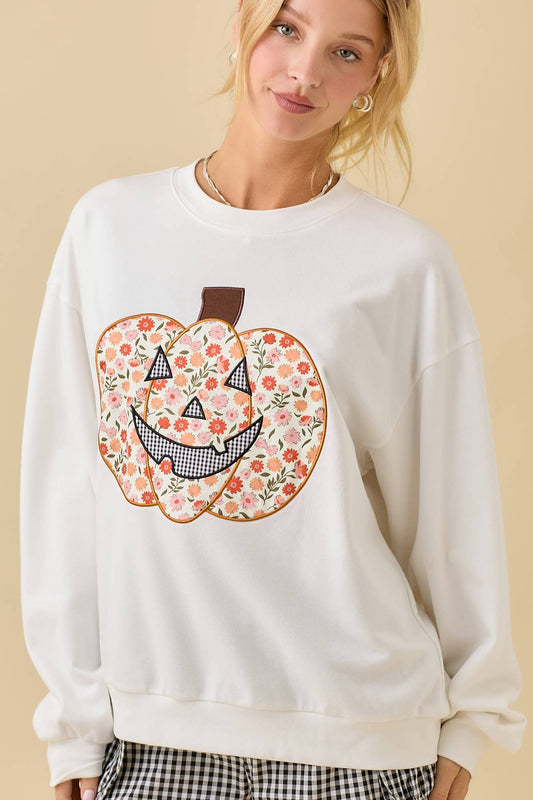 Floral Pumpkin Patch Pullover Top