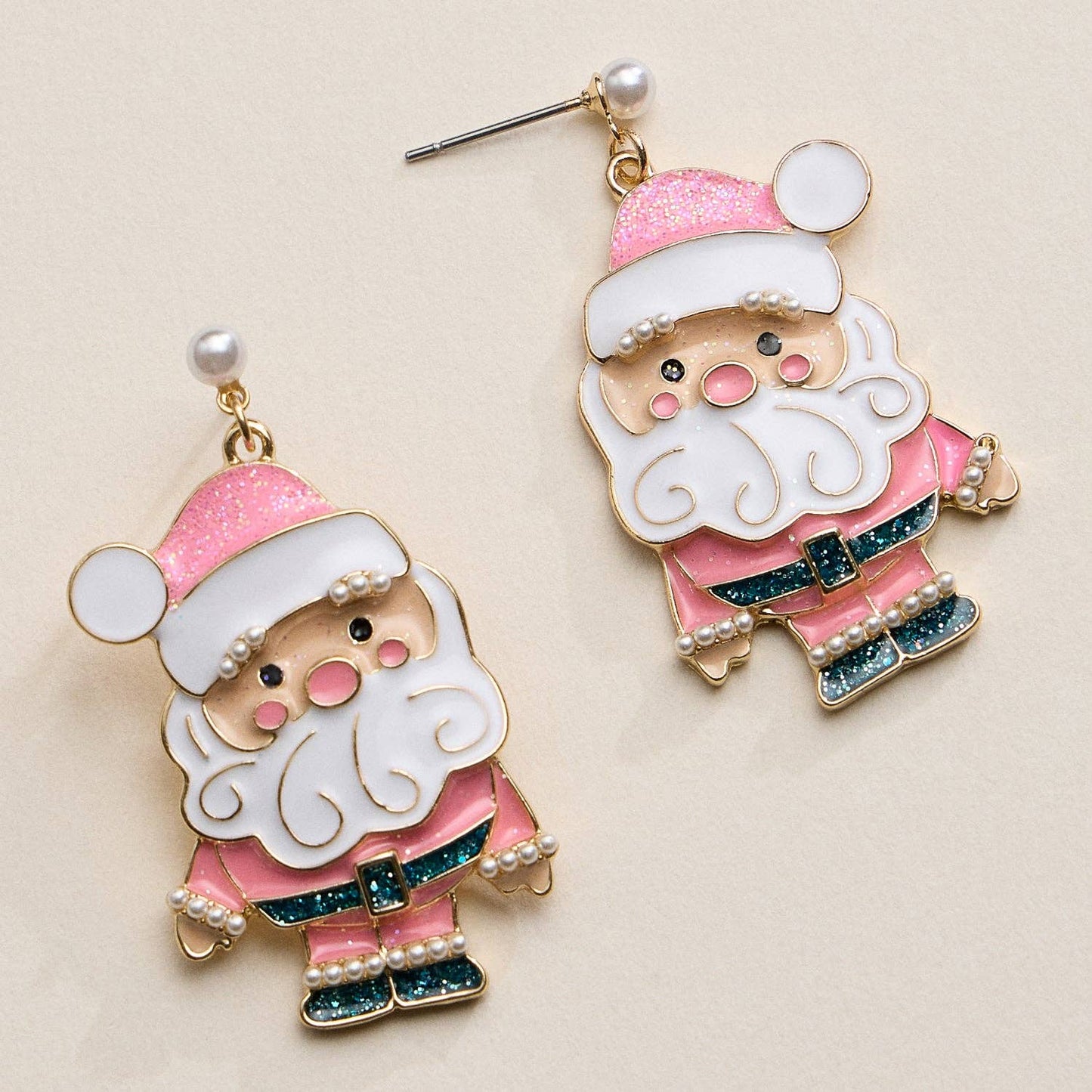 Cutie Pink Santa Earrings