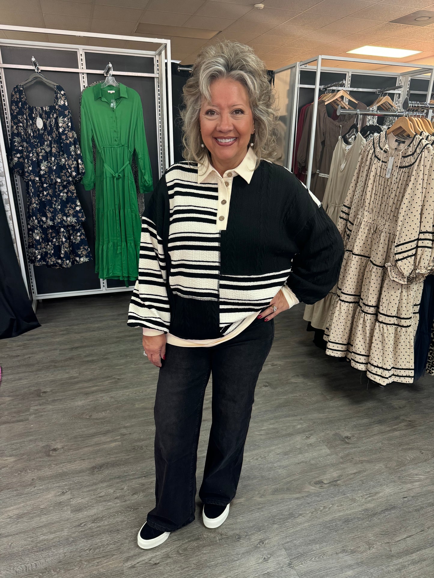 Cute Cable Striped Top