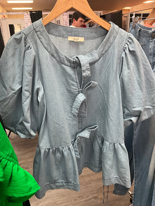 Beautiful Bow Denim Top