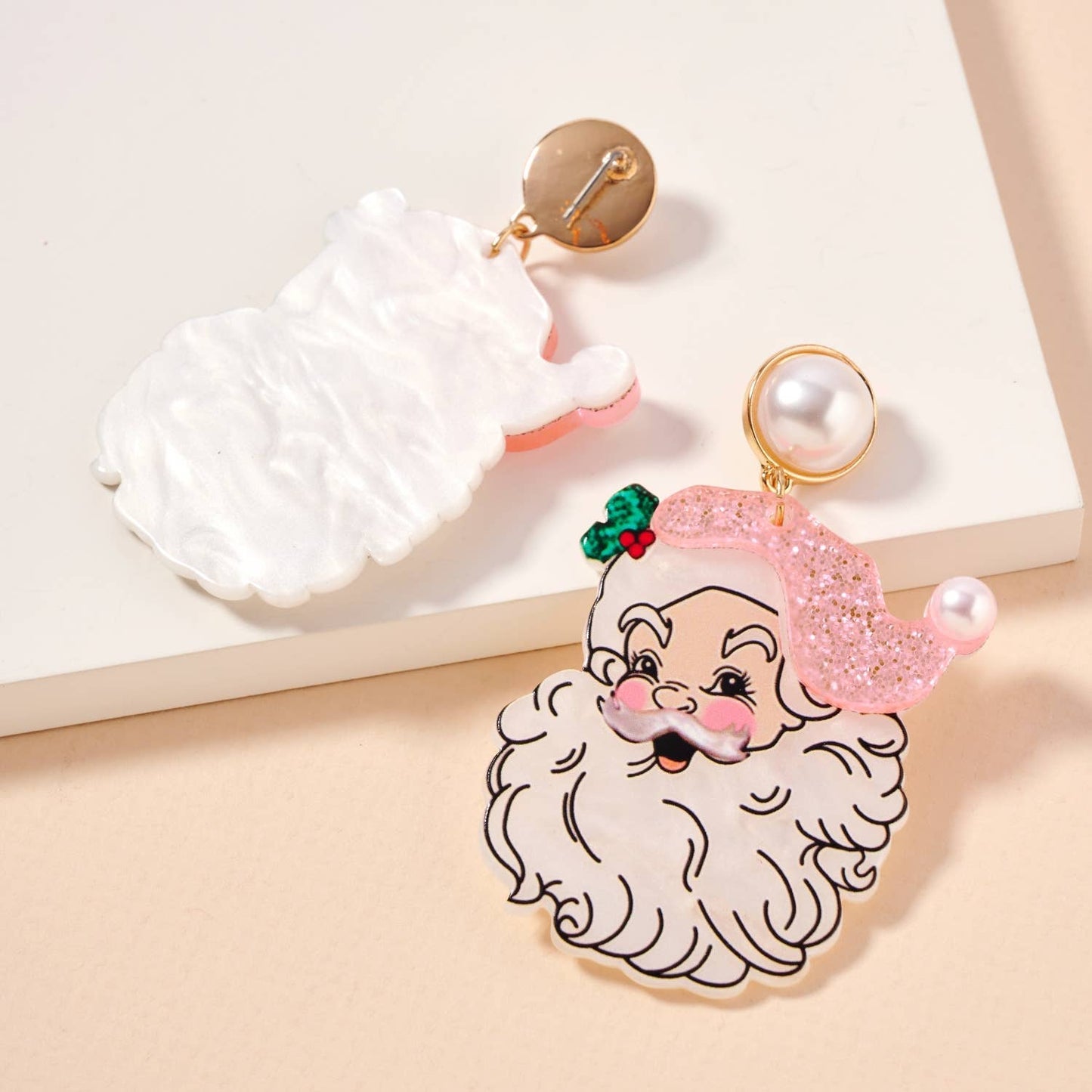 Pretty Pink Santa Pearl Earrings
