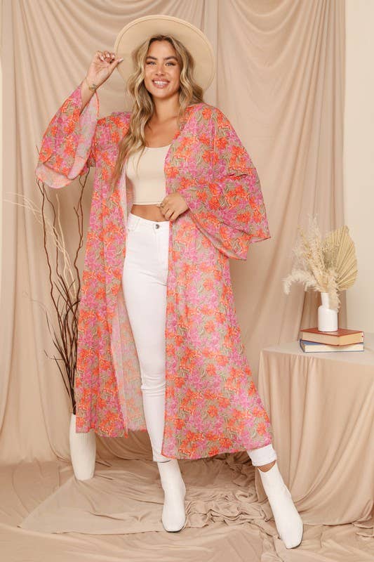 Blissful Floral Print Kimono