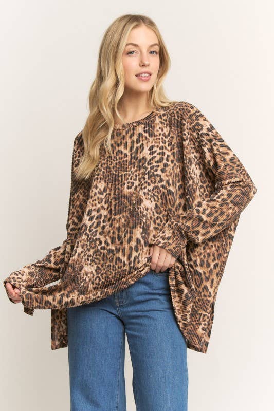 Sleek Feline Ribbed Top