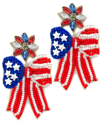Big Patriotic Bow Earrings