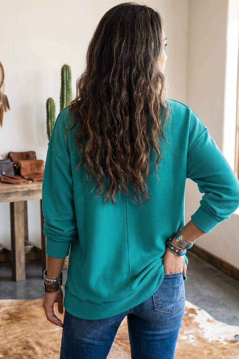 Ribbed Exposed Seam Top