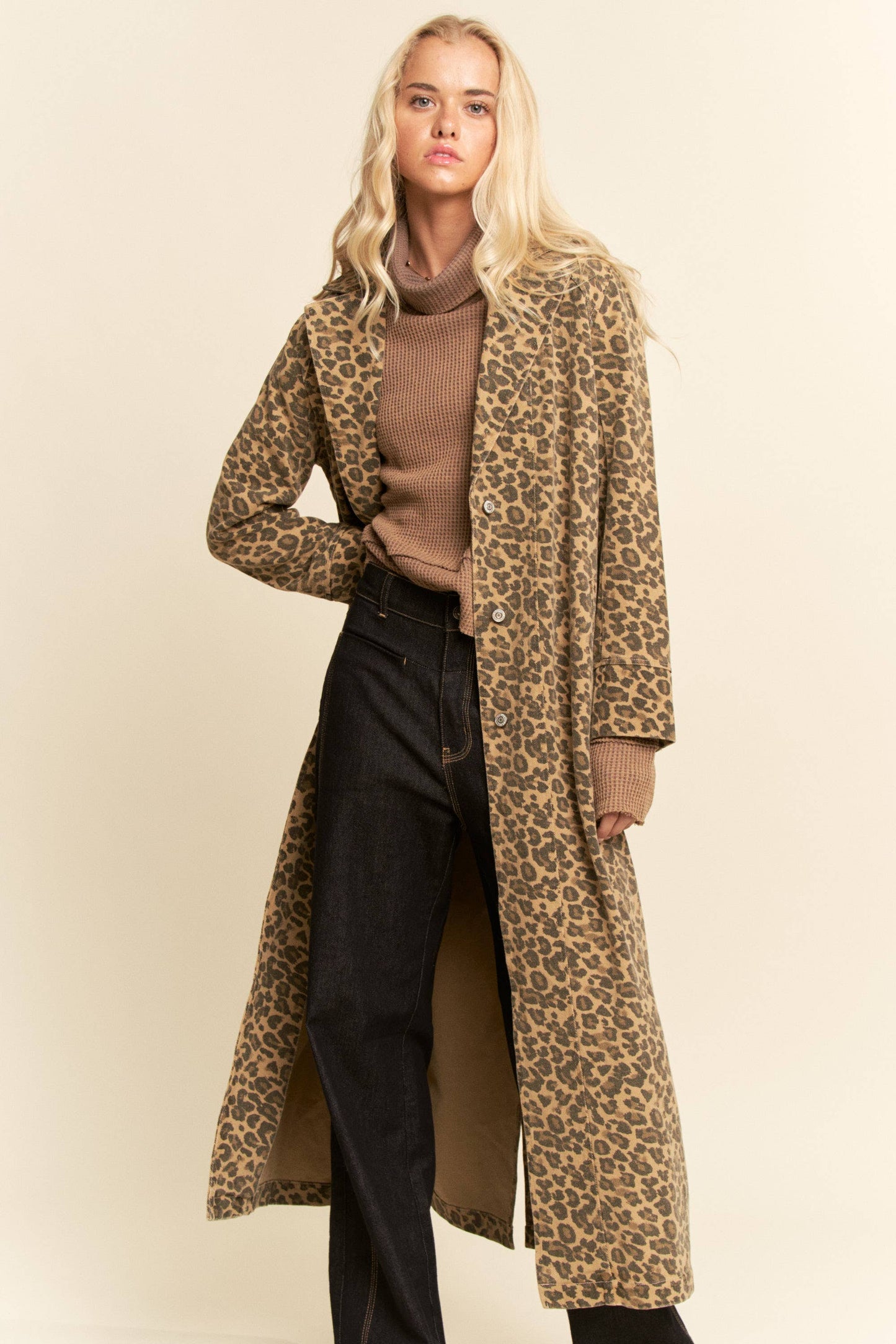 Lucious Leopard Denim Duster