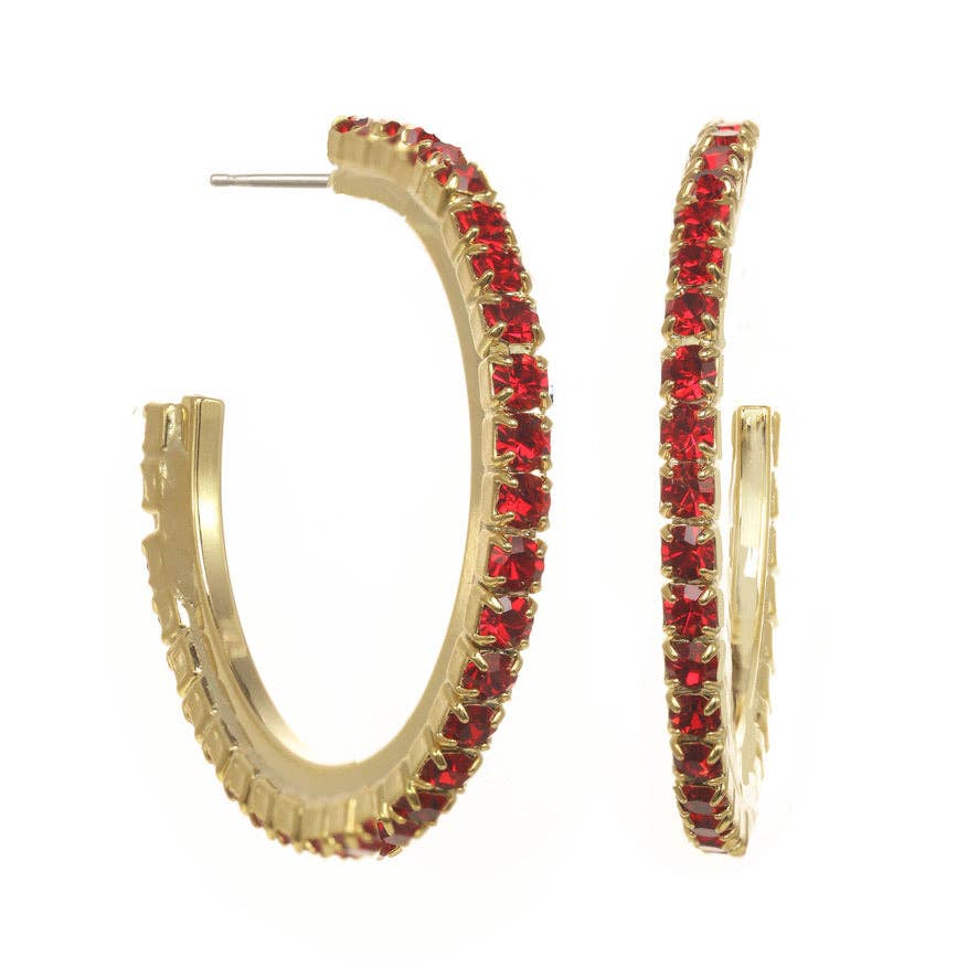 Slim Hoop Earrings in Red: TOVA