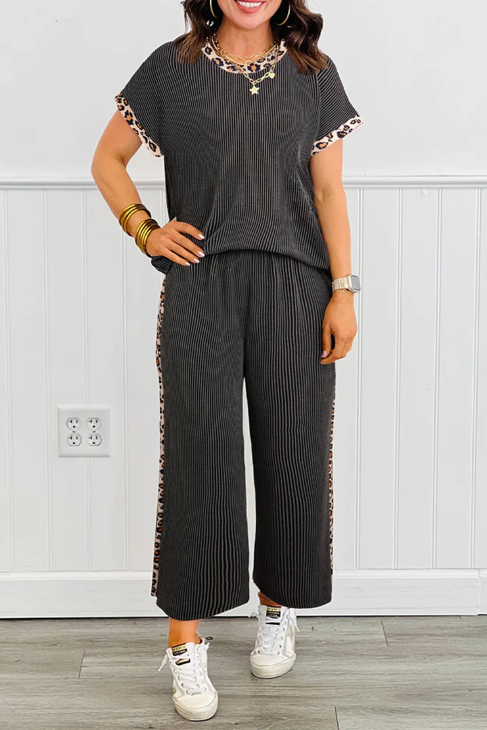 Ribbed Leopard Matching Set