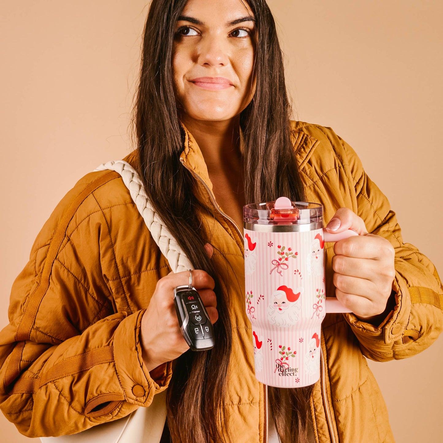 Holly Jolly Santa Flip Straw Tumbler