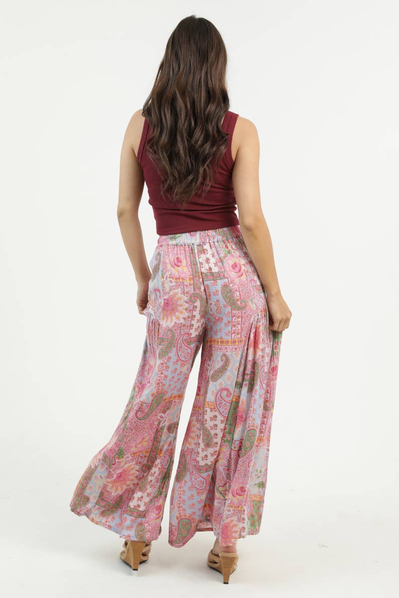 Pretty Pink Paisley Boho Pants