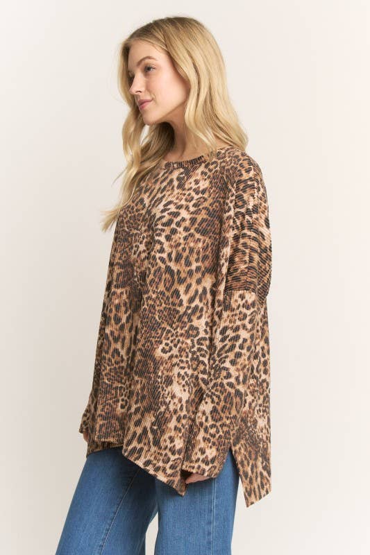 Sleek Feline Ribbed Top