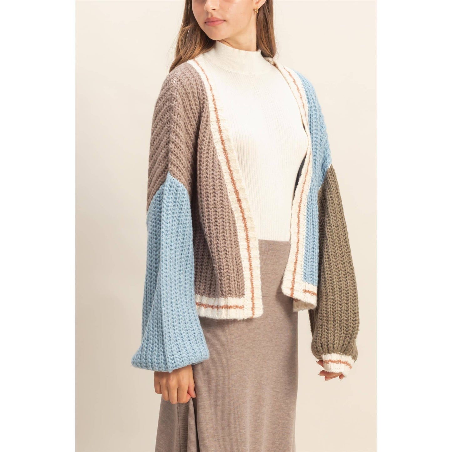 Cutie Block Color Cardigan