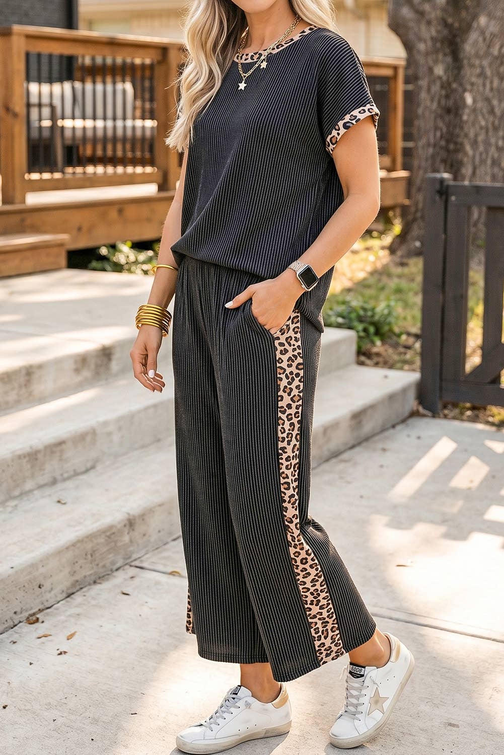 Ribbed Leopard Matching Set