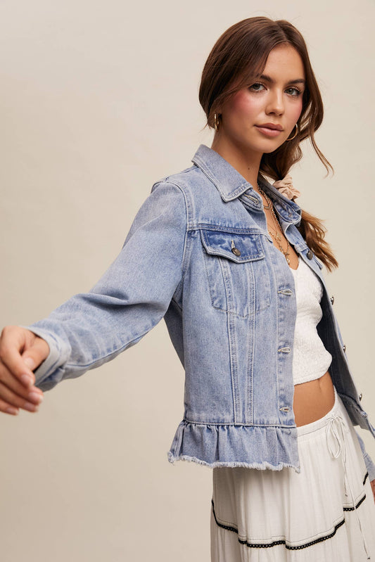 Ruffle My Feathers Denim Jacket