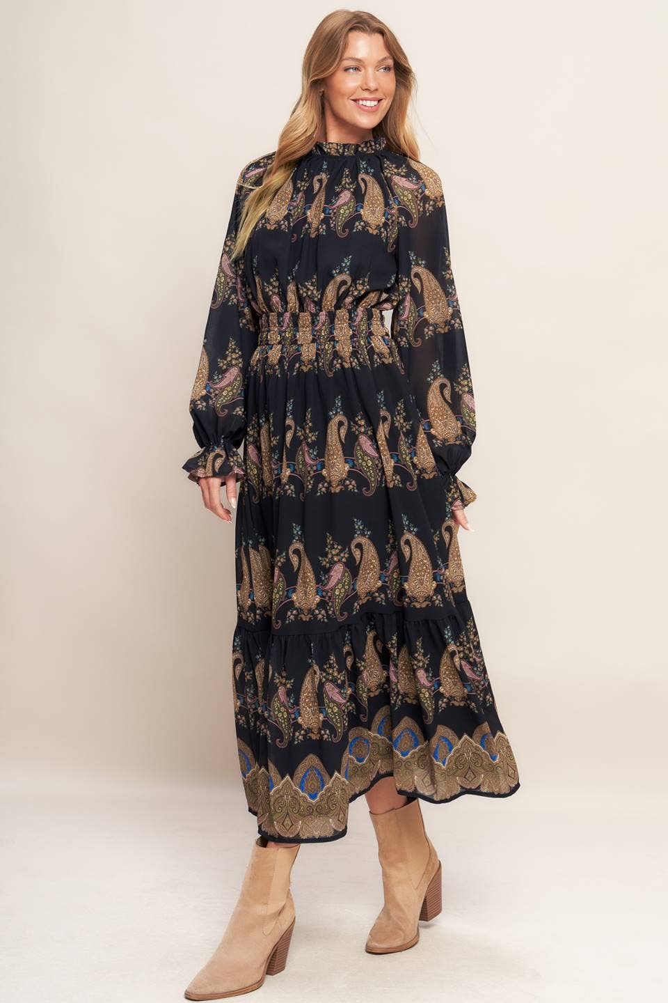 Boho Paisley Midi Dress
