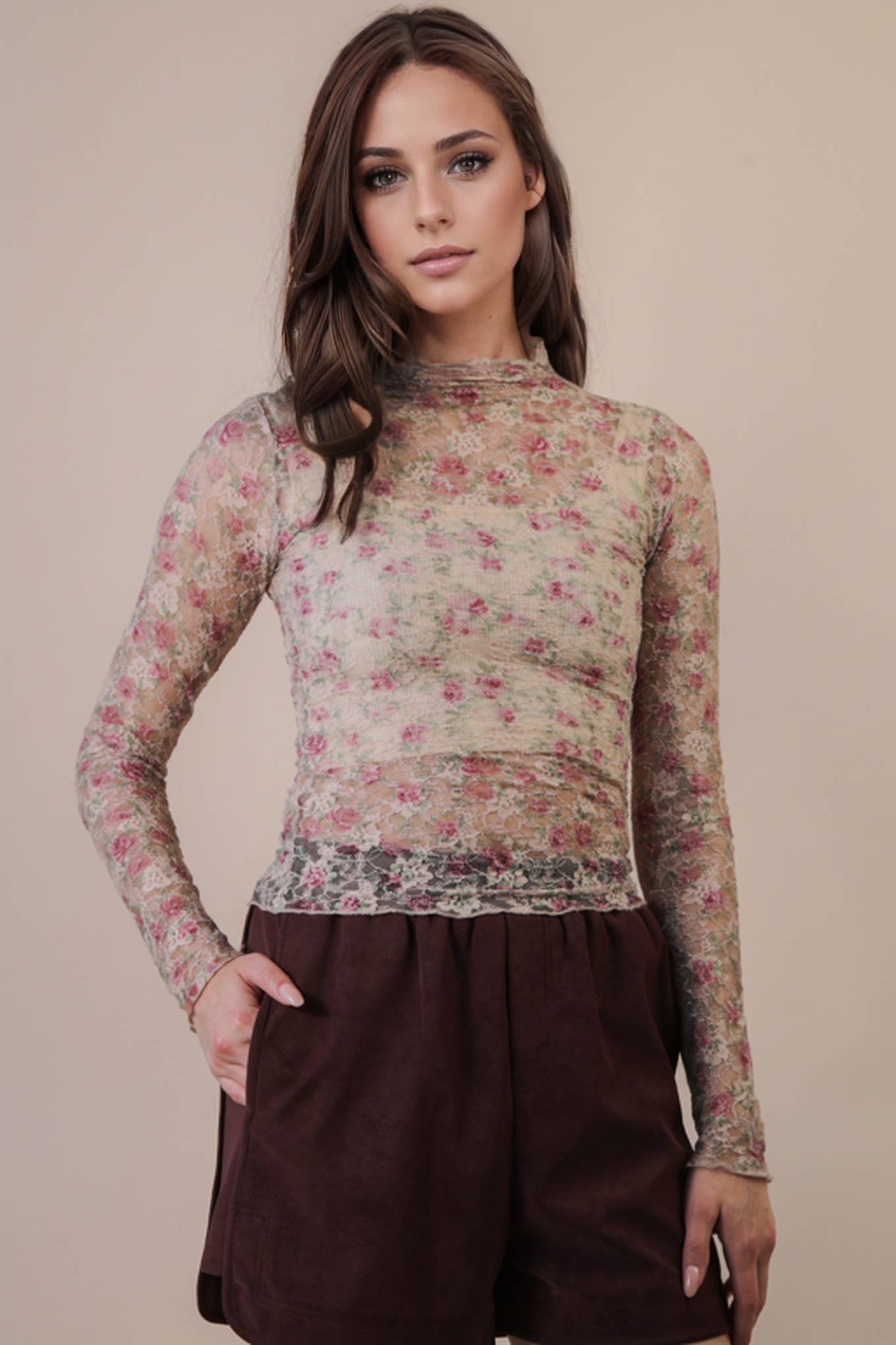 Country Gal Floral Mesh Top