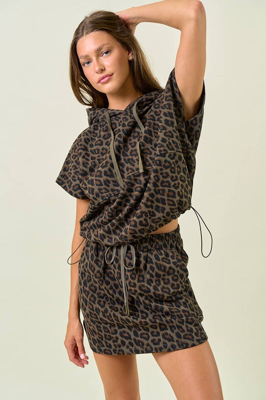 Falling For You Leopard Skirt Set