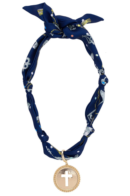 Cross Coin Scarf Necklace