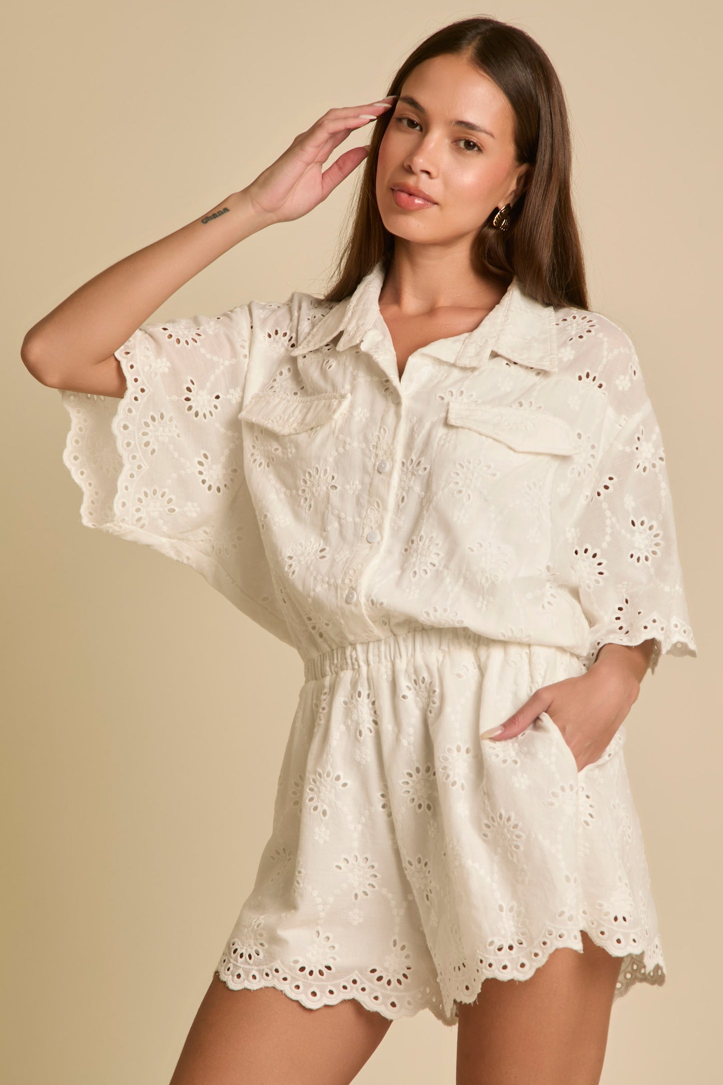 Country Sweetheart Eyelet Romper