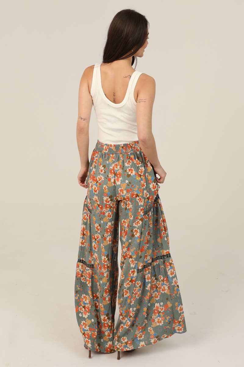 Olive Floral Boho Lace Pants
