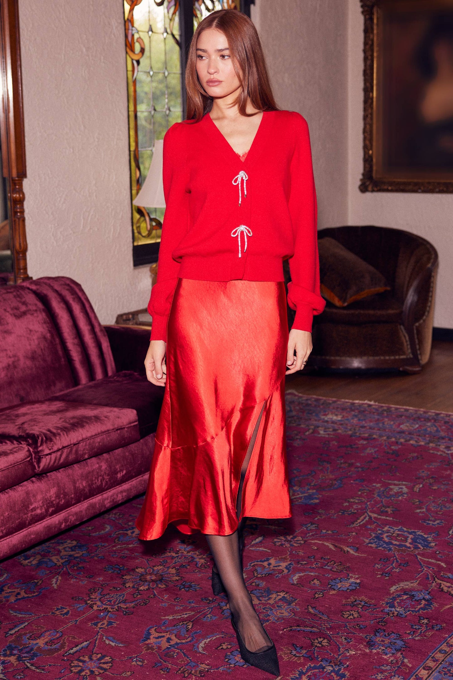 Blingy Bow Cardigan Sweater