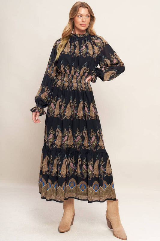 Boho Paisley Midi Dress