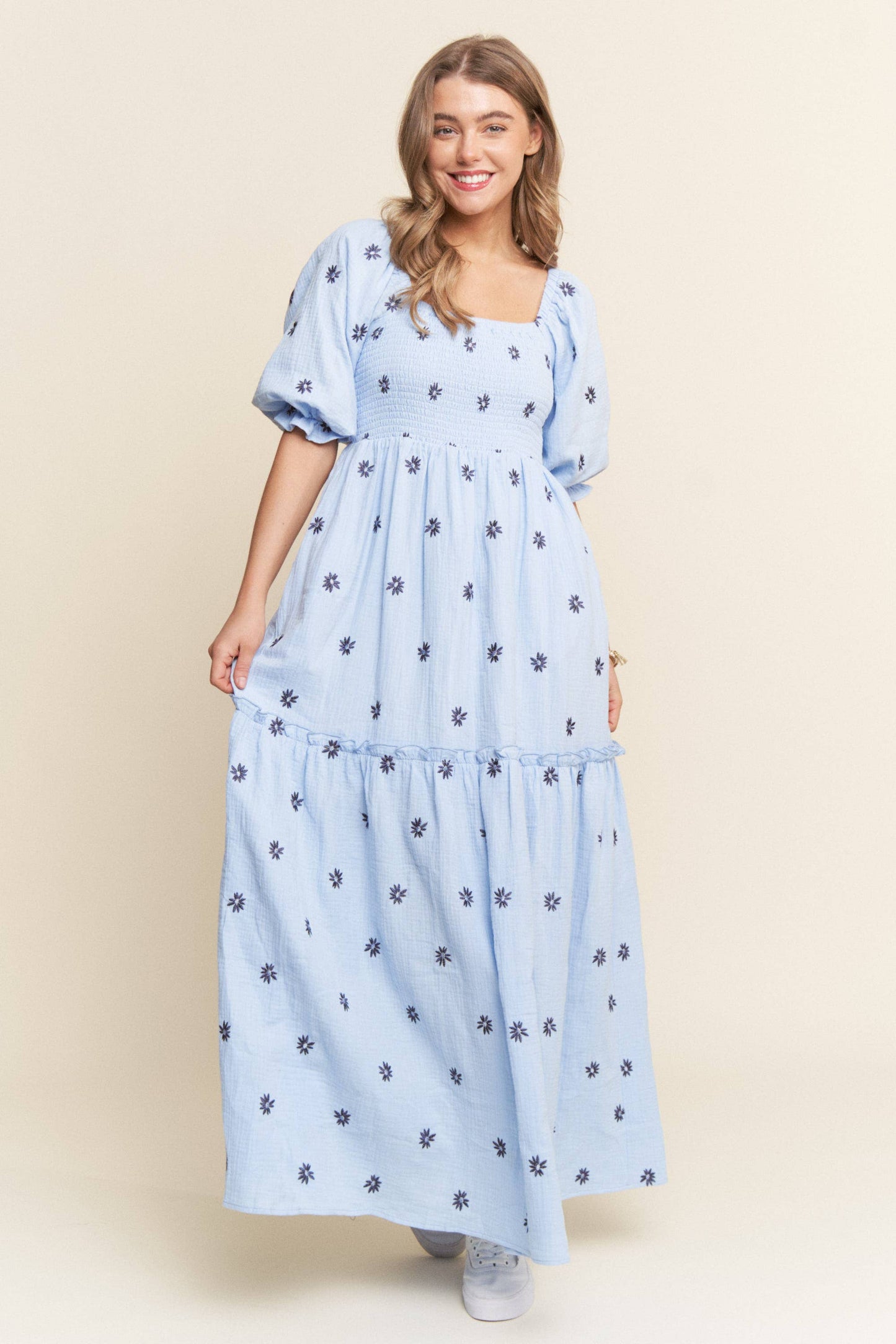 Dainty Daisy Blue Maxi Dress