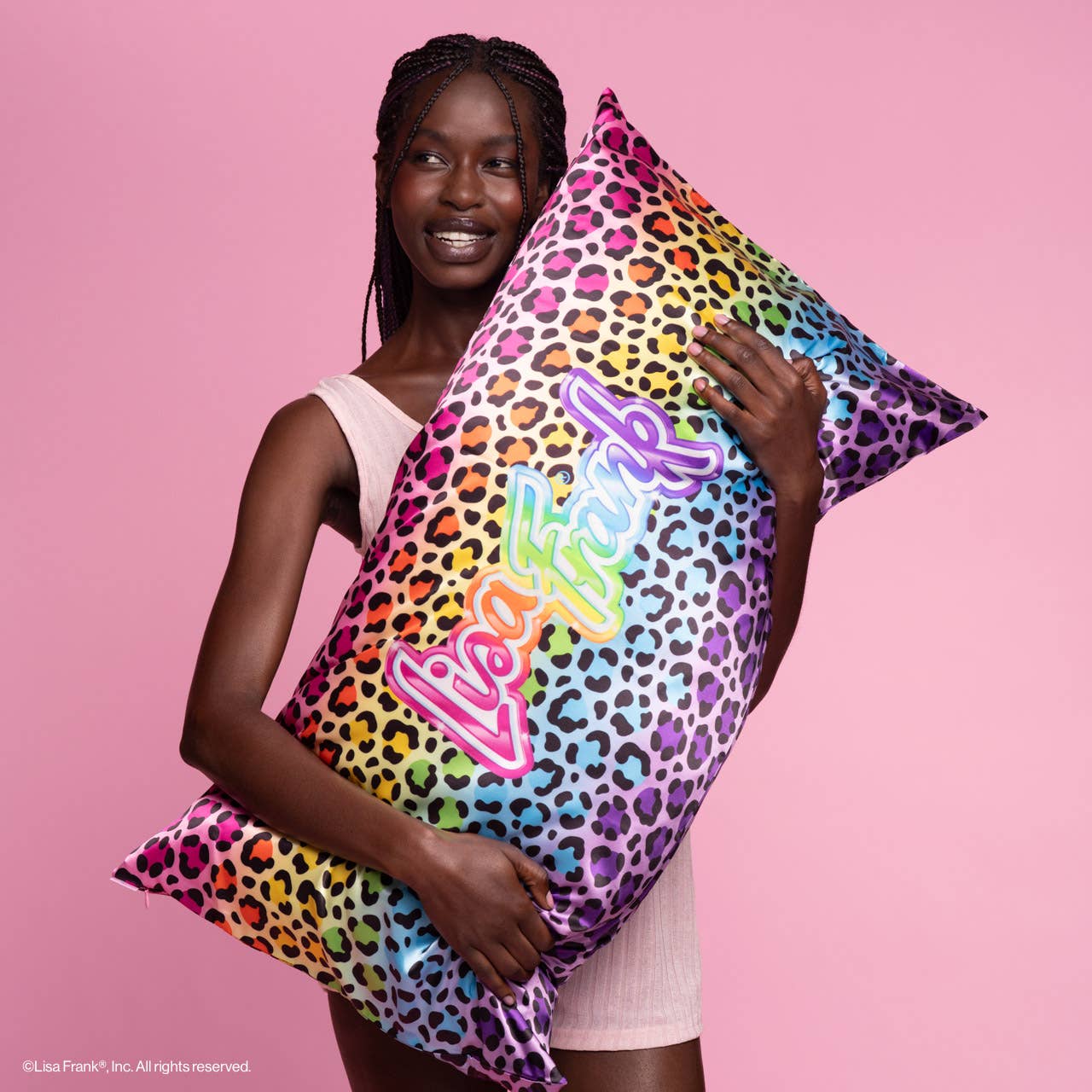 Lisa Frank x Kitsch Standard Satin Pillowcase - Rainbow Leopard
