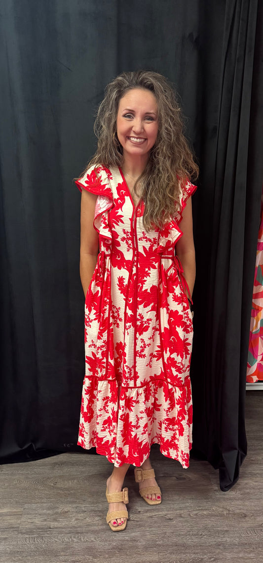 Lady in Red Midi Dress