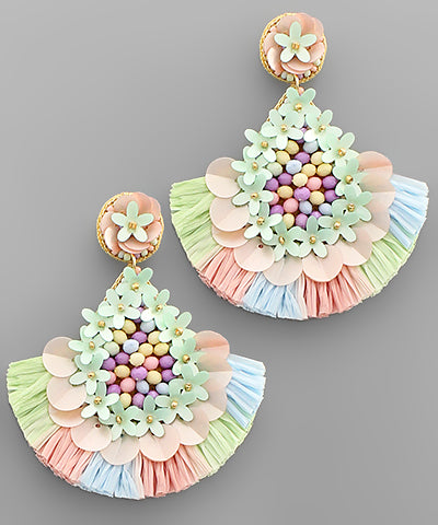 Pastel Raffia Earrings