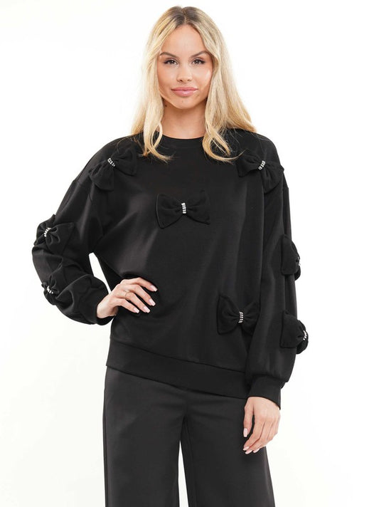 Black Blingy Bow Top