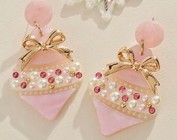Pearly Pink Ornament Earrings