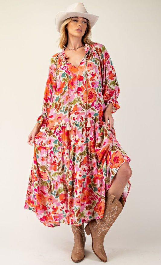 Cute Coral Floral Dress