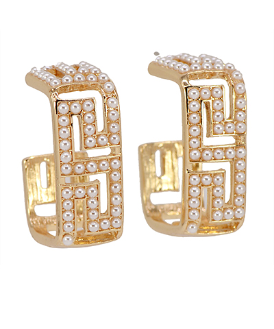 Greek Pearl Hoop Earrings