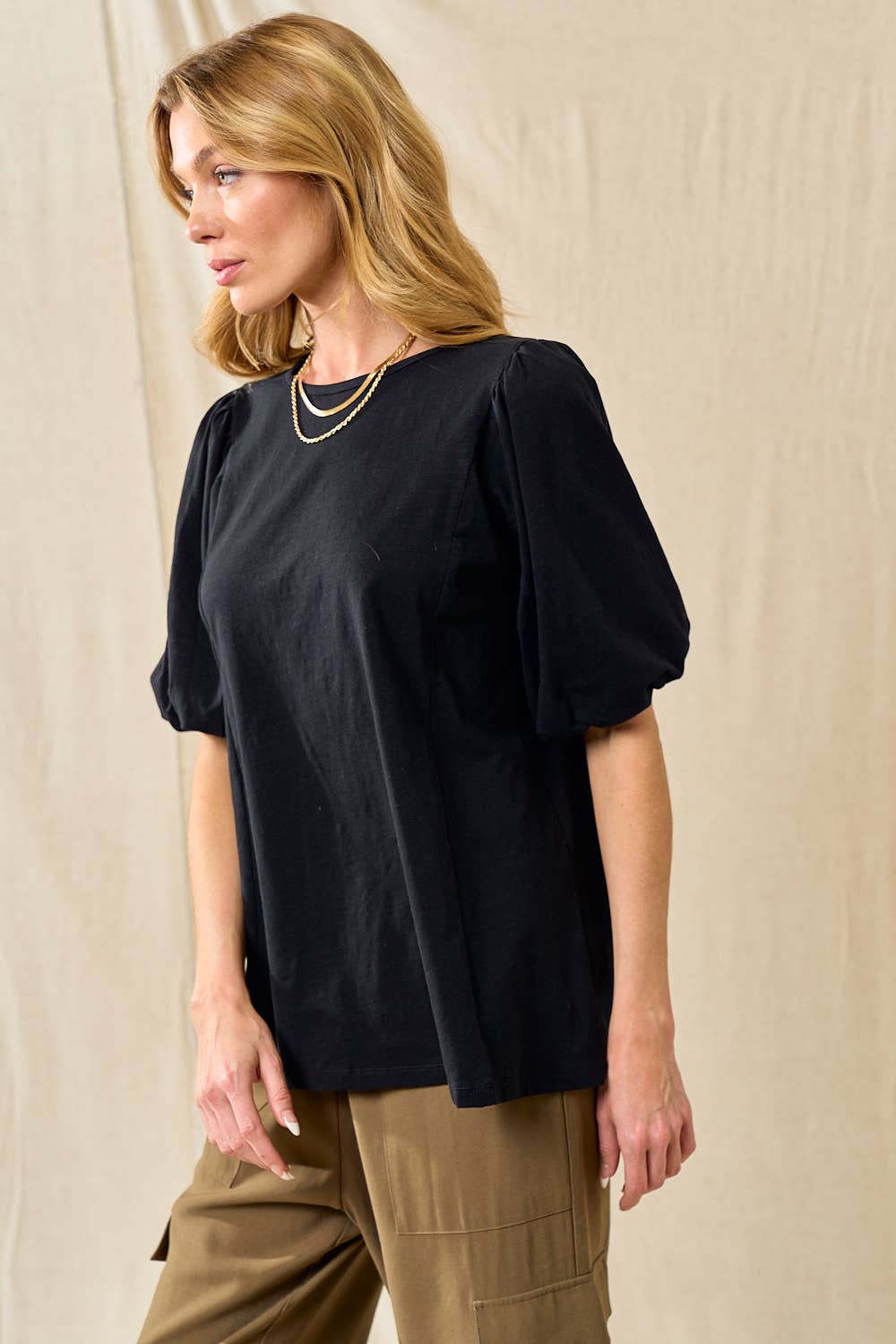 Sweet Black Puff Sleeve Top