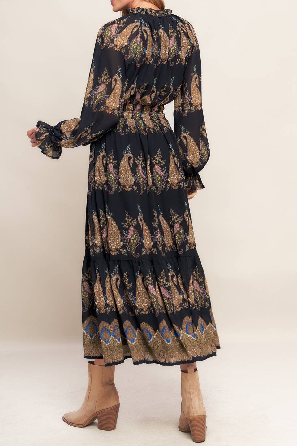 Boho Paisley Midi Dress