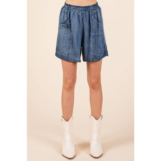 Washed Chambray Shorts