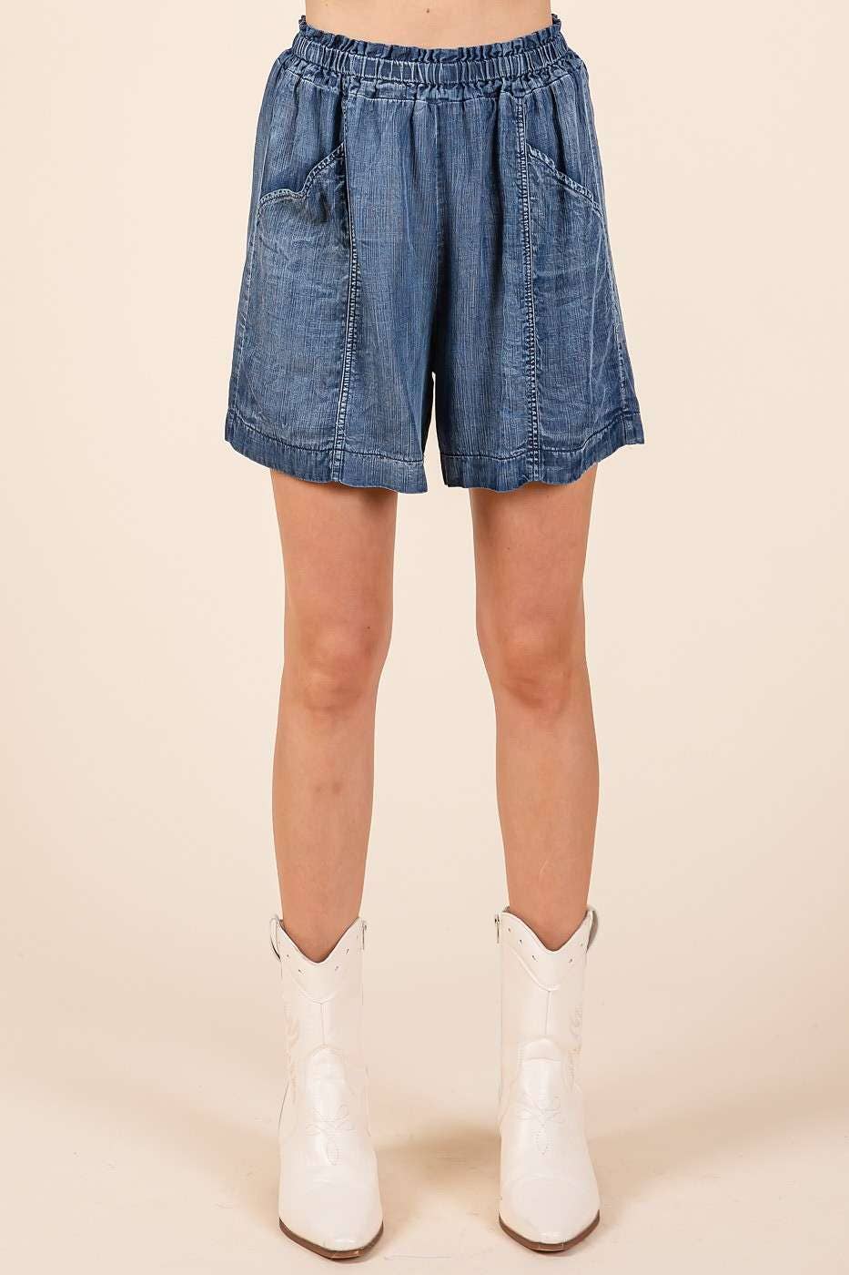 Washed Chambray Shorts