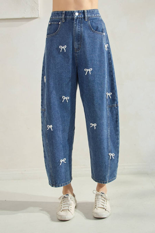 Pearl Bow Barrel Jeans