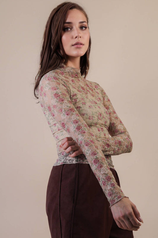 Country Gal Floral Mesh Top