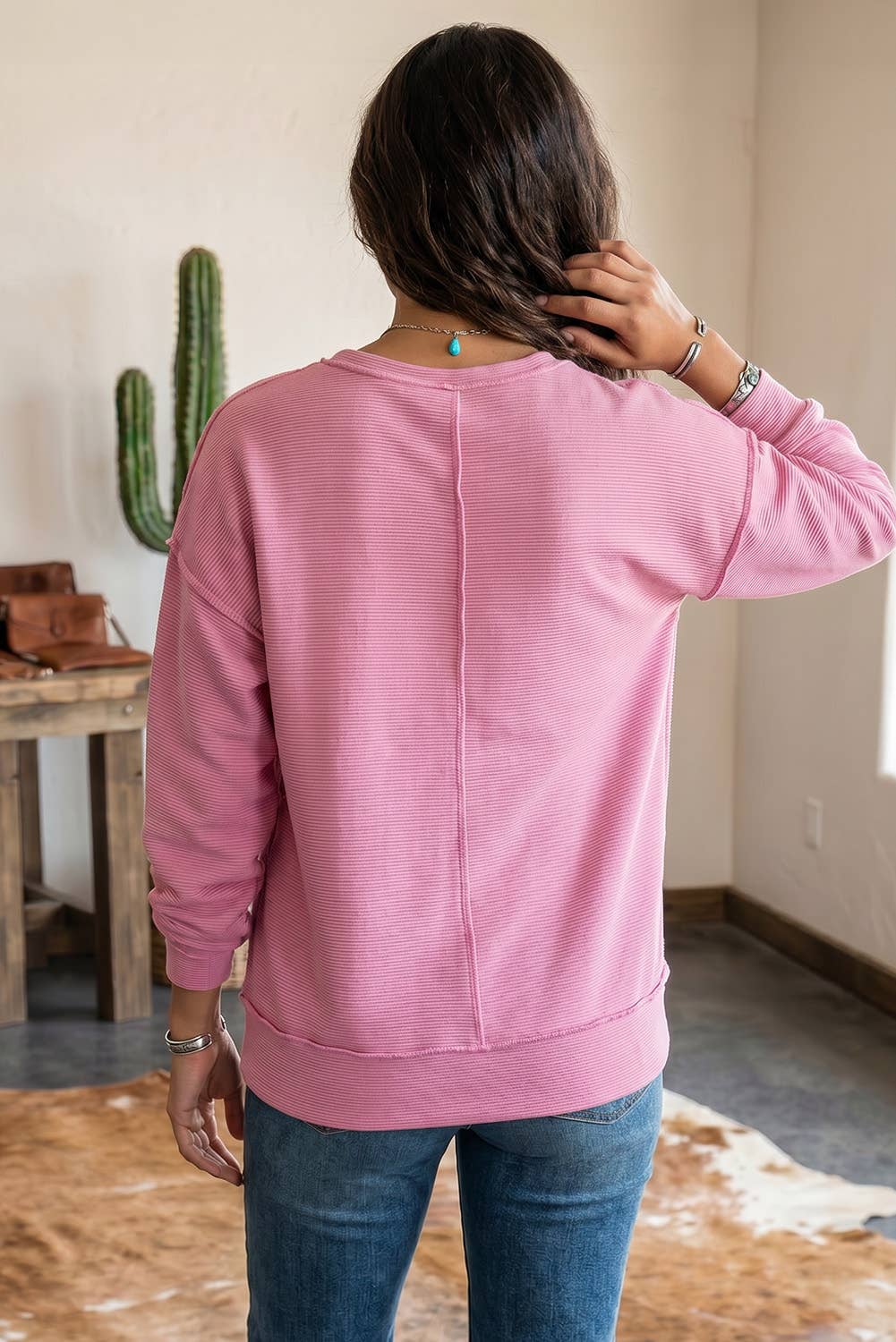 Ribbed Exposed Seam Top