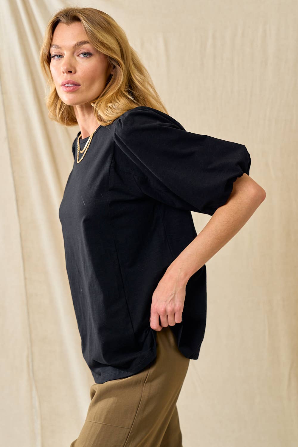 Sweet Black Puff Sleeve Top