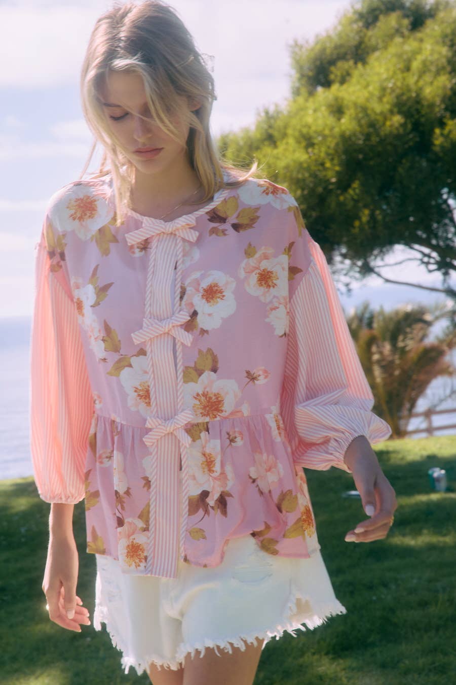 Blush Blossom Blouse Top