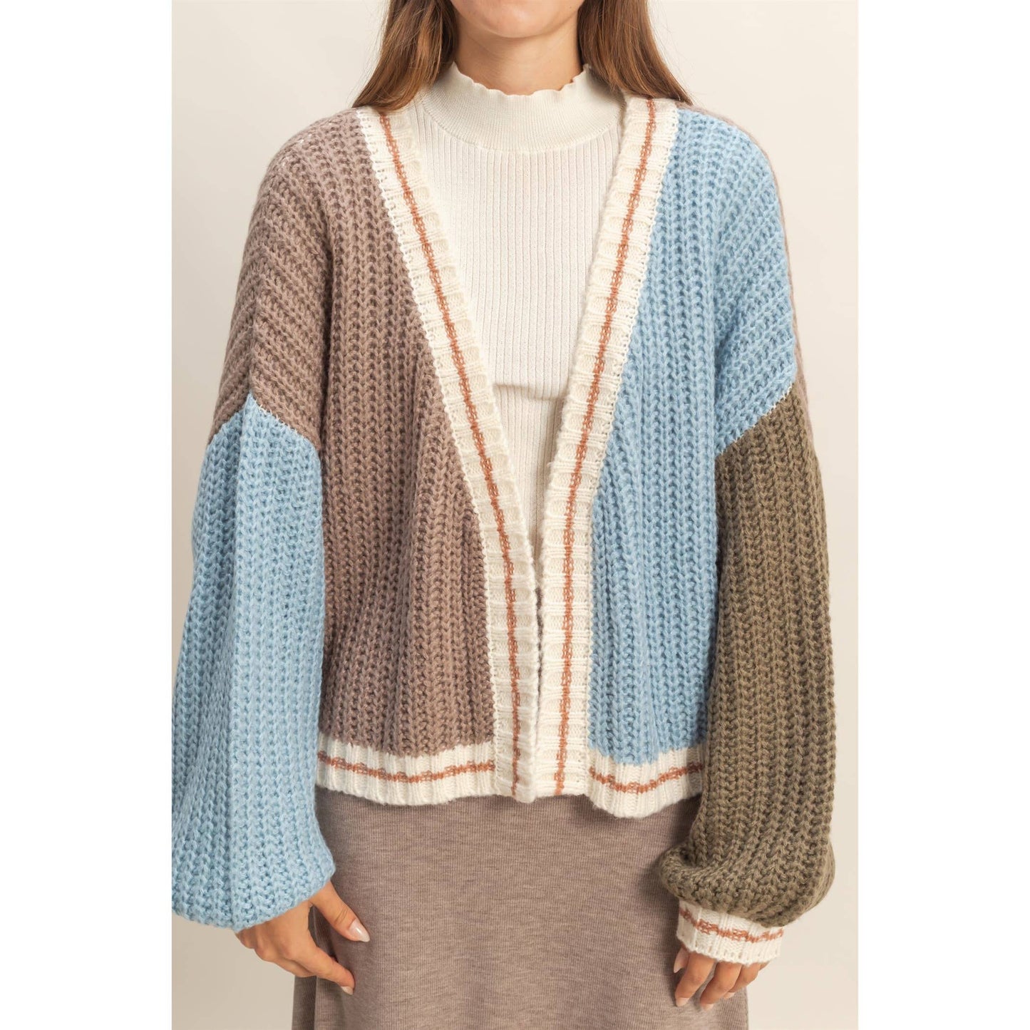 Cutie Block Color Cardigan