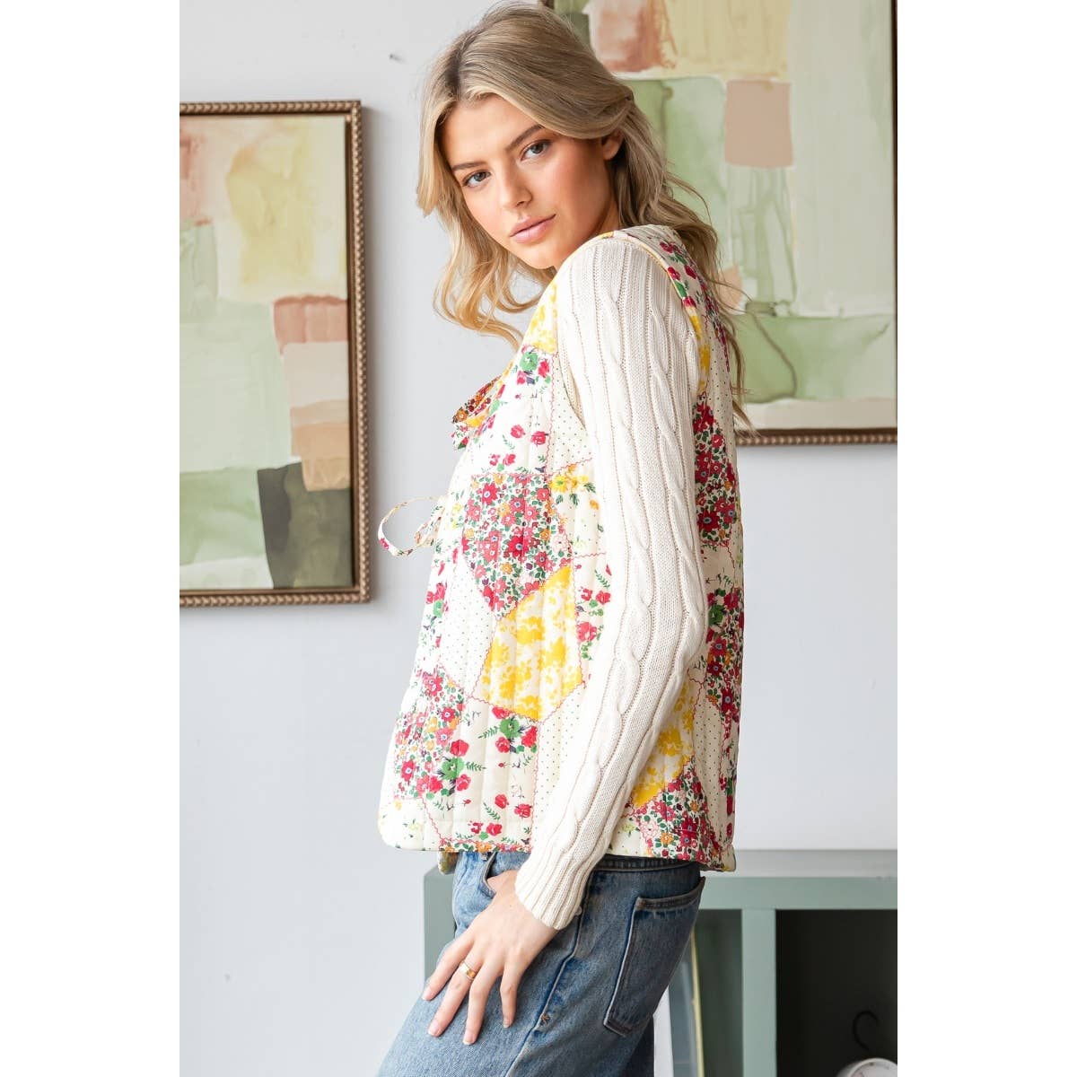 Vintage Floral Quilted Vest