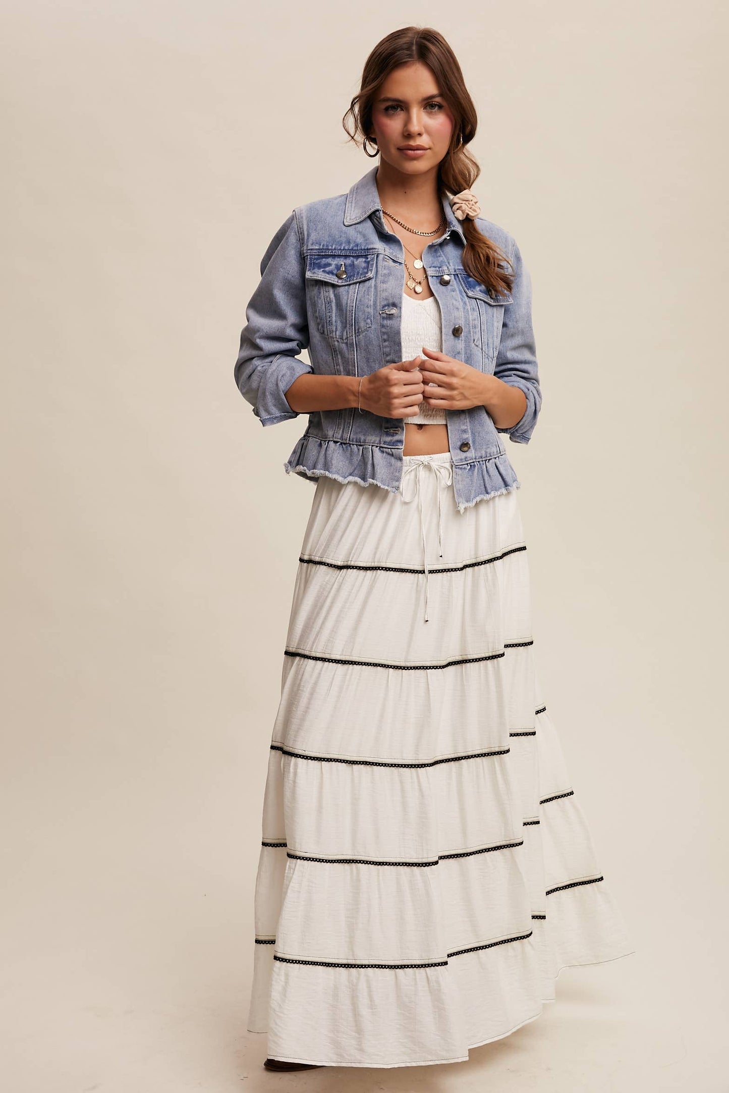Ruffle My Feathers Denim Jacket
