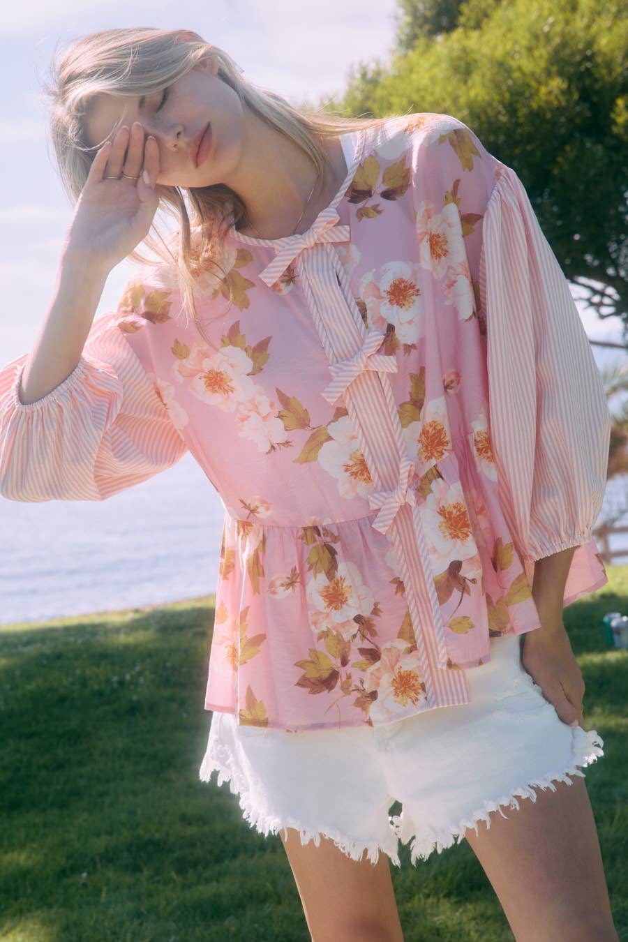 Blush Blossom Blouse Top