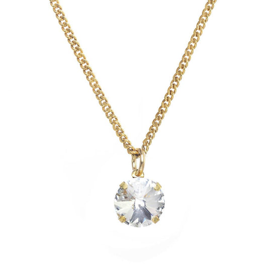 Talia Antique Gold Pendant Necklace in Clear: TOVA